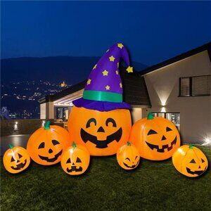 Inflatable Halloween Decorations,8.2 FT Inflatable 7 Pumpkins Wearing
